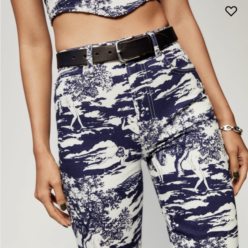 NWT Reformation Naked Lunch print Peyton high rise bootcut Jeans RARE size 29